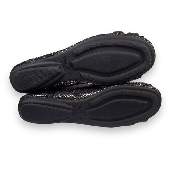 Calvin Klein Lilian Pebbled Black Metallic Flats Women's 8.5W - Picture 8 of 12